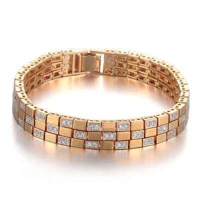 China YB0095 Casual/Sporty Custom Design 22k Gold Plated Multi Strand Silver Diamond Cube Splicing Bracelet For Women Men for sale