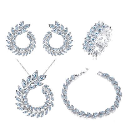 China Fashion Trendy Ladies Luxury Zircon Wedding Necklace Bracelet Jewelry Set for sale