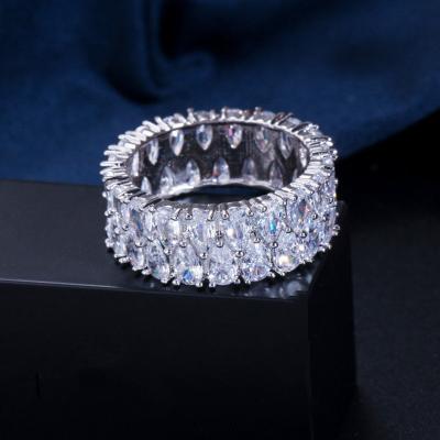 China Romantic Brilliant Women's AAA Cubic Zircon Eternity Ring White Gold Plated Copper Band for sale