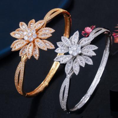 China FASHIONABLE Gold Plated Brass Bangle Bracelet Zircons Women's AAA Bridal Jewelry for sale