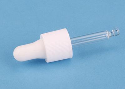 China 18 / 415  White Ribbed Closure Essentil Oil Bottle Dropper With Glass bent ball Pipette zu verkaufen