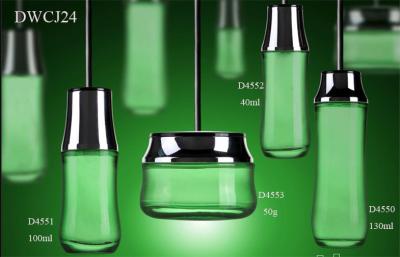 China Green Clear Pump Cosmetic Jars And Bottles For Skincare Cream for sale