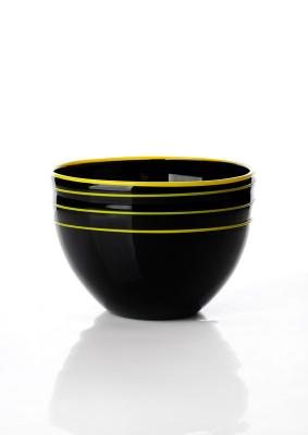 China Custom Decorative Glass Bowls Black with Yellow for Restaurant for sale