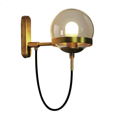 China Zhongshan Contemporary Hot Sales Lighting Manufacturing Luxury Wall Lamps For Home Interior Decoration Brass Glass Shade Wall Lights for sale