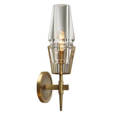 China Contemporary Modern Design Bedroom Wall Lamp Glass Shade Modern Design Bed Gold Color Bed Wall Lamp for sale