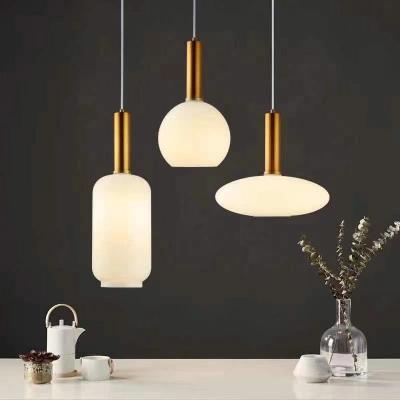 China New Contemporary Pendant Light Fixture 2022 Nordic Pendant Lamp Milky White Glass Gold Gold for sale