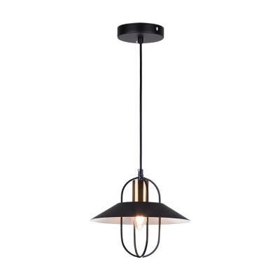 China Industrial Style Single Iron Pendant E27 Bulbs Hanging Black Modern Industrial Lighting Dining Room Light For Home for sale