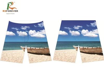 China Seaside Boat Pattern Plus Size Board Shorts Peach Skin Fabric Pantone Color for sale