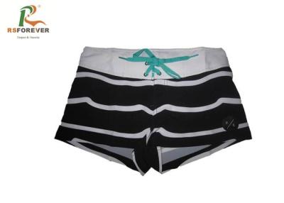 China White Striped Black Short Board Shorts For Women , Ladies Board Shorts Digital Printing for sale