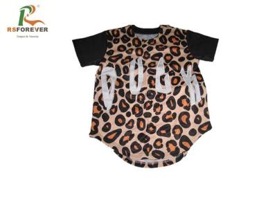 China Outdoor Short Sleeve Baseball Tee Womens , Custom Made Leopard Print Baseball Tee for sale