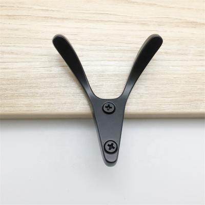 China Durable Black Y Shape Clothes Metal Hook Coat Hook Zinc Alloy Wall Hook for sale