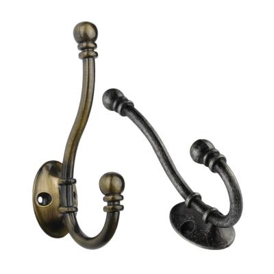 China Hot Sale Easy Installation Brown and Black Rustic Vintage Metal Wall Hook Coat Hanger Hooks for sale