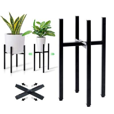 China Mid Century Modern Home Decor House Decor Adjustable Indoor Flower Pot Wrought Iron Flower Pot Metal Plant Stand Indoor Rack for sale