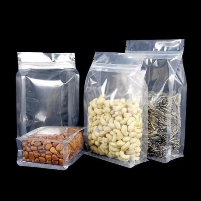 China Clear Transparent Barrier Pouch Stand Up Zipper Bags For Food Storage Bag Flat Seals / Side Gusset And Corner for sale