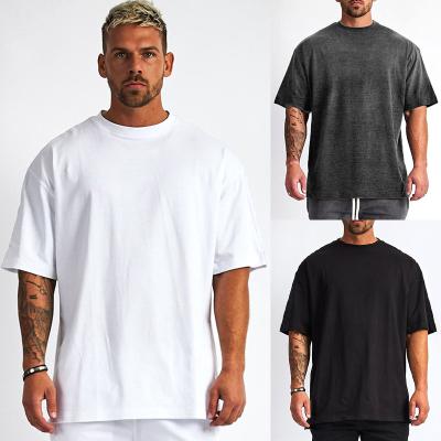 China Top Selling Men's Top Selling Anti-Wrinkle Simple Custom Round Collar Shirts White Cotton Gym Wear Cotton Workout Sports T-Shirts for sale