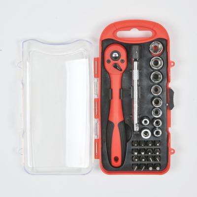 China DIY 28 Sets Ratchet Wrench Auto Repair Tool Kit Mini Ratcheting Screwdriver Socket Bit Quick Set for sale