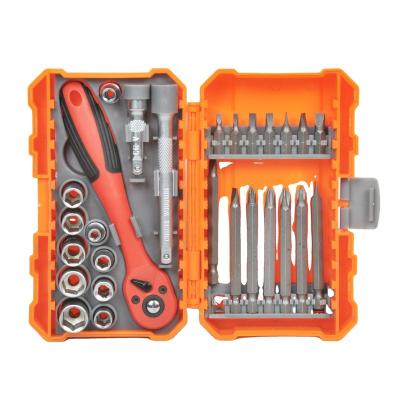 China DIY 27 Sets Ratchet Wrench Set Screwdriver Drive Socket Bit Set Ratchet Wrench Tool Kit For Auto Repair for sale