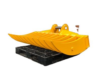 China Farms Excavator Root Rake Tilting Rake Bucket Suit For Excavator Attachments for sale