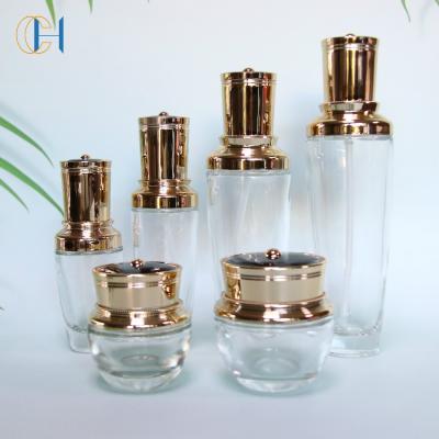 China Personal Care Clear Glass Cream Jar Cosmetic Packaging Bottle For Toner for sale