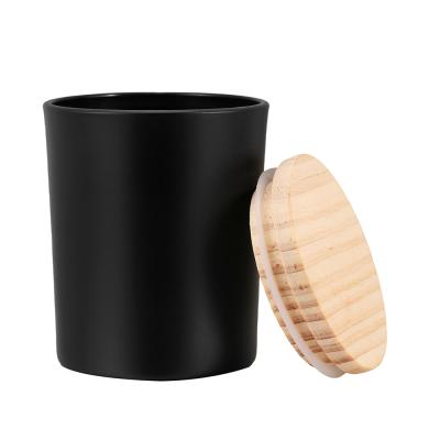 China Luxury Unique Hot Sale Black Matte Candle Jars With Lid Cut Glass Candle Jars Candle Holder for sale