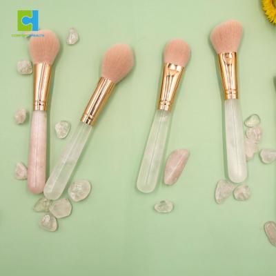 China Flat Brush Crystal Handle Customized Logo Crystal Makeup Brushes for sale