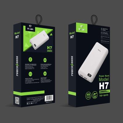 China Fast Charge Support 20000mah High Capacity Double Output LED Power Bank for sale