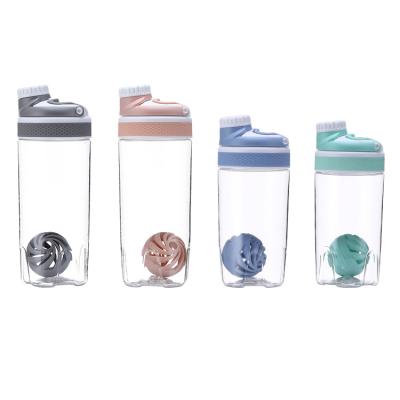 China Viable Tritan Plastic 550ml/700ml Protein Shaker Plastic Water Bottle With Handle Carrier Pink, Grey, Blue, Green, Or Customized Color Easy for sale