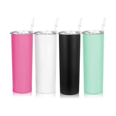 China Each of the 30 oz Double Wall Slim Stainless Steel Skinny Tumbler Insulated Tumbler with Lid Skinny Cups with Straw for sale