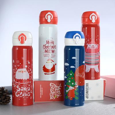 China Wholesale PORTABLE Vacuum Insulated Christmas Double Walled Christmas Water Bottle Santa Claus Christmas Gifts 500ml for sale