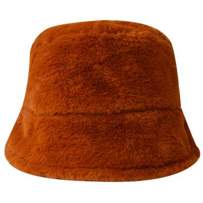 China Furry Character Women's Bucket Hat Pattern Fox Fur Fleece Logo Fluffy Winter Bucket Hats for sale