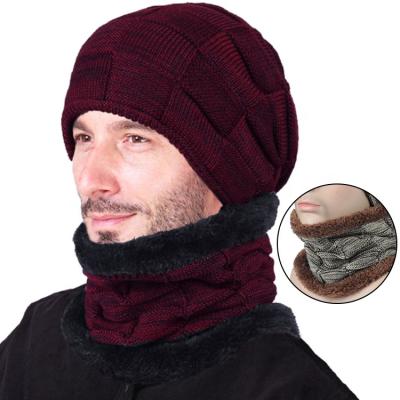 China Warmer Woolen Knitted Winter Hat Scarf Set Women Winter Hat Skull Skating And Neck Skiing for sale