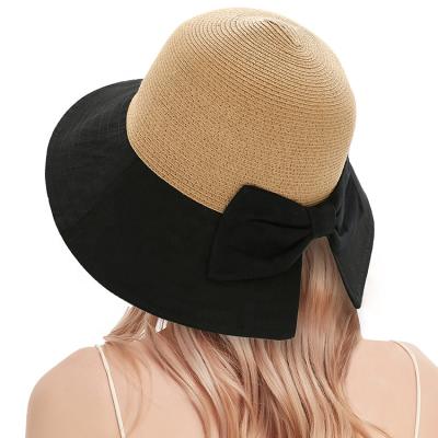 China Cheap Picture Travel Cloth Summer Women Bucket Hat Boater Colombian Dark Brown Folding Straw Hat for sale