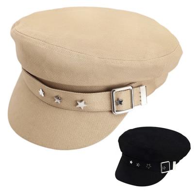 China Fashion quality army brown beret hat custom embroidery African rhinestone sequins bling military beret hat for sale