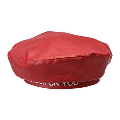 China 2021 fashion quality moon mushroom custom embroidered ladies church designer women felt faux leather beret for sale