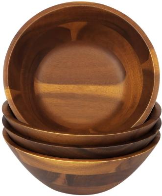 China Sustainable Wholesale 7 Inch 4 Acacia Wood Salad Bowl Bowl Set For Fruit Or Salad for sale