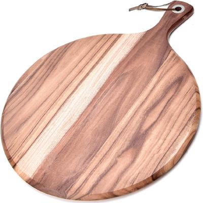 China Viable Wholesale Handmade Acacia Wood Pizza Skin Cutting Board for Making Pizza Bread for sale