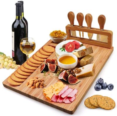 China Sustainable Wholesale Custom Wooden Bamboo Cheese Board Set Wooden Cutting Plate Professional Wood Cutting Board for sale