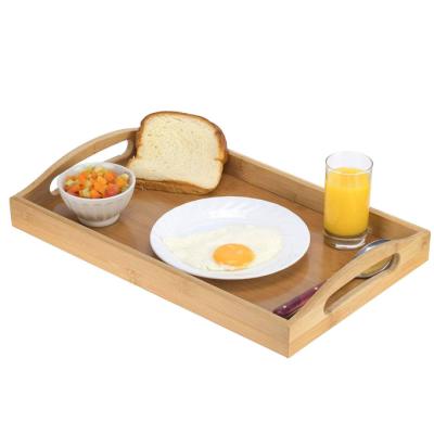 China Eco Friendly Bamboo Wooden Tray Woven Bamboo Serving Trays Kitchen Tableware Natural Tray Wholesale Cheap for sale