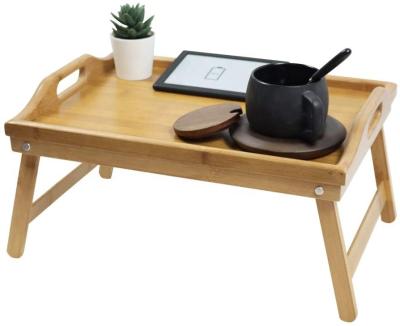 China Foldable Bamboo Kitchen Tableware Breakfast Serving Tray Bed Table Laptop Bed Tray for sale