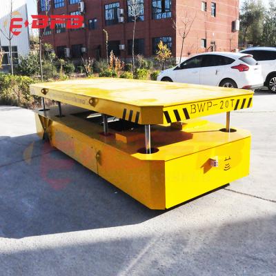 China Industry 40 Ton Modular Trackless Electric Flatbed Transfer Trolley With Lifting Platform for sale