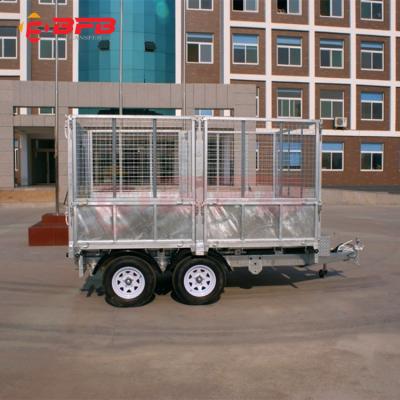 China Truck Trailer Strong Hydraulic Link Down Rails 2 Sides Tilting Cage Box Trailer for sale