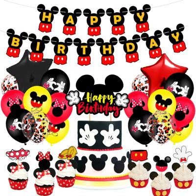 China Advertising Toy Mickey Mouse Theme Latex Foil Balloons Cake Topper Banners Birthday Party Balloon Set Globos Baby Shower Decoration Kids Play for sale