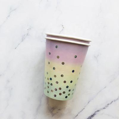 China Polka Dot Flower Plate Paper Cup Disposable Colorful Irregular Hot Silver Disposable Paper Napkin Party Tableware for sale