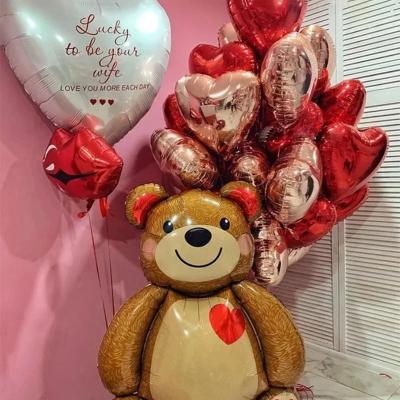 China Gift Toy Giant Brown Bear Foil Balloons Love Bear Helium Balloon Birthday Girl Gift Birthday Party Decorations Wedding Props for sale