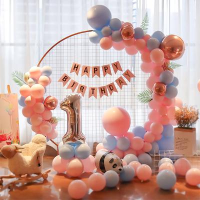 China Advertising Toy Amazon Hot Sale Macaron Latex Balloon Arch Children's Birthday Party Theme Balloon Set for sale