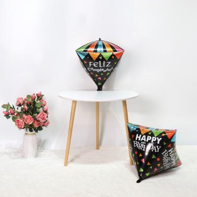 China Beautiful New 22 Inch 4D Balloon Diamond Shape Happy Birthday Party Decoration Colorful Balloon for sale