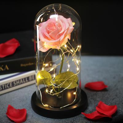 China Valentine's Day Present 2021 Ever Fade Eternal Preserved Artificial Rose Head Dome Glass Rose For Valentine's Day Gift for sale