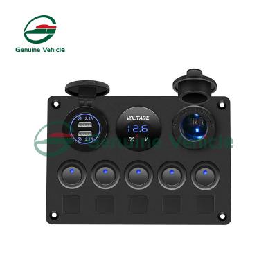 China Dot Rocker Boat Switch Panel Universal with Dual USB 12V Power Digital Voltmeter for Car Marine for sale