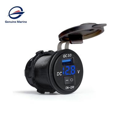 China Caravan Marine Car Parts Voltmeter Socket 3.1A USB Port Plastic Waterproof Socket With Switch For RV for sale