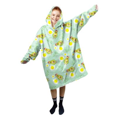 China Wholesale Oversize Sherpa Pattern Cartoon Anti-pilling Drop Shipping Cute Portable Hooded Blankets Giant Pocket Sweatshirt for sale